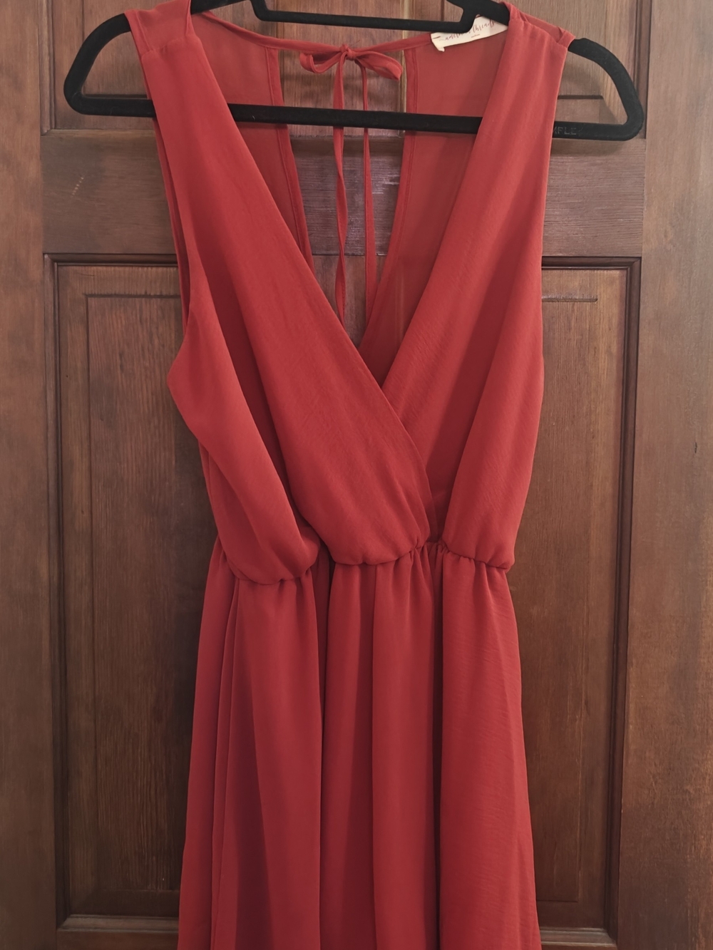 American Threads Red Sleeveless V-Neck Jumpsuit